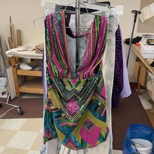 Fashion Nova Sequin Halter Mini Dress